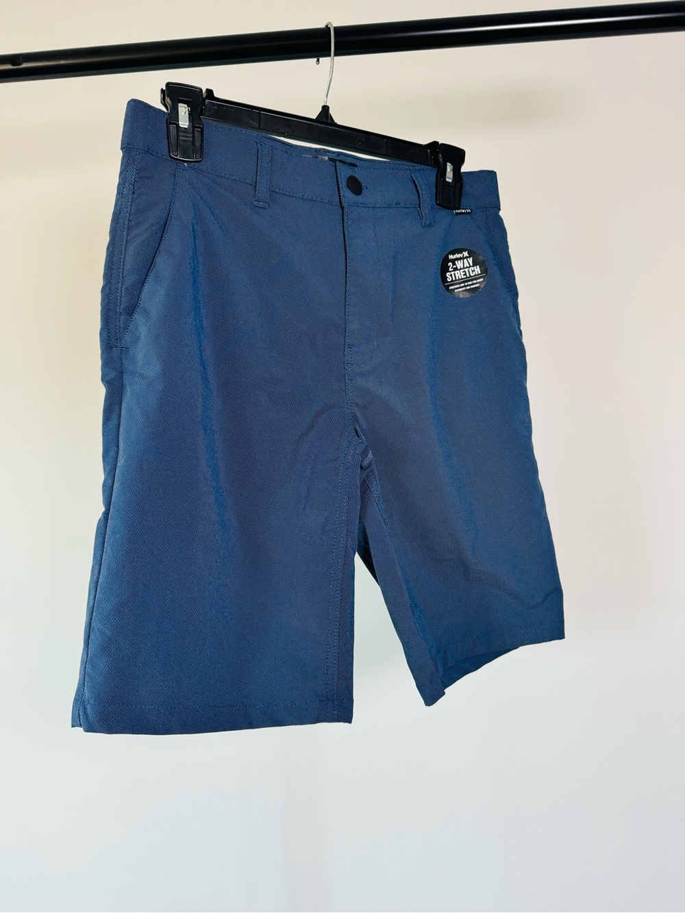 Hurley Navy Blue Flat Front 2-Way Stretch Boys Shorts